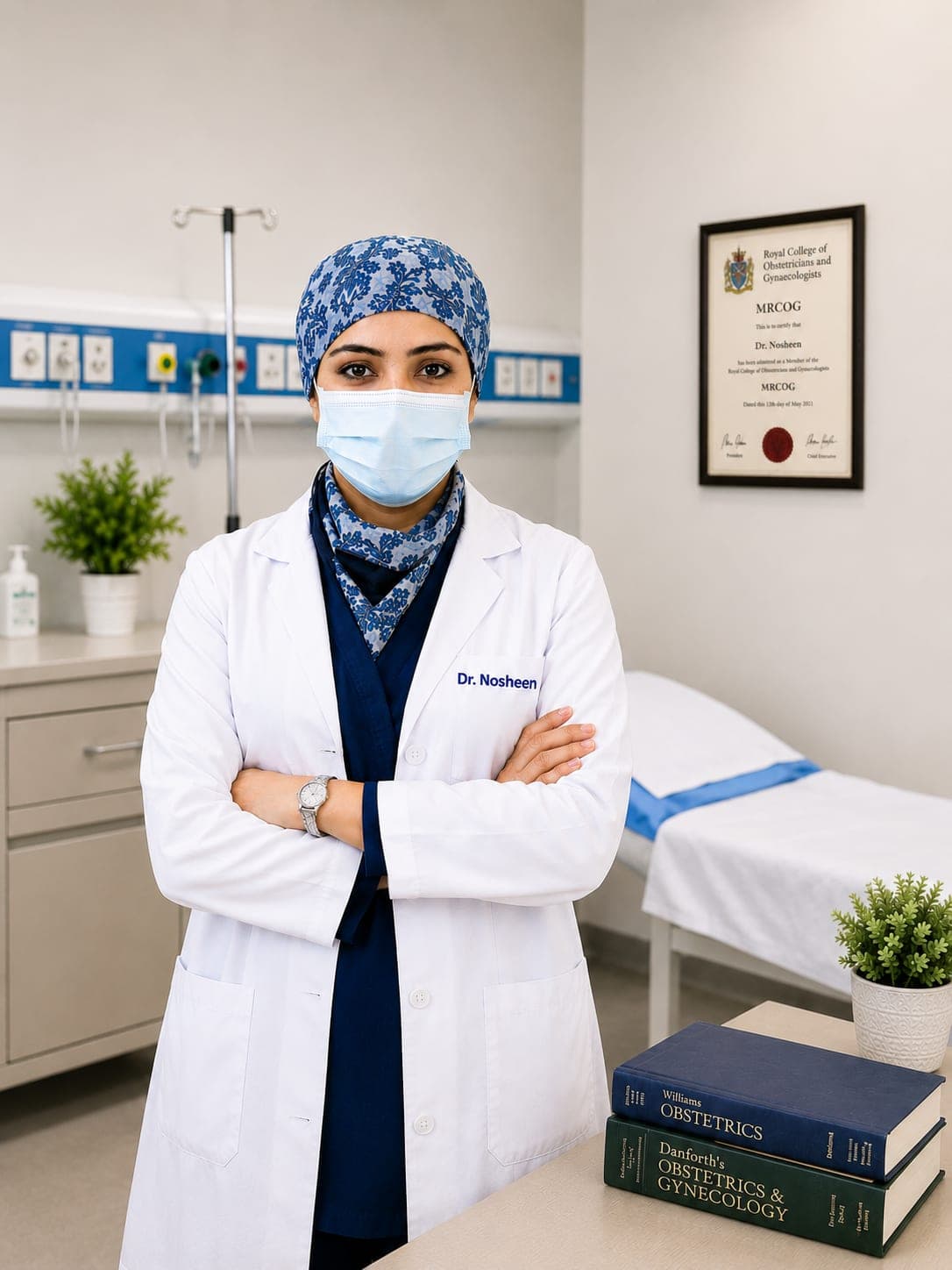 Portrait of Dr. Nosheen Batool, MRCOG consultant gynaecologist and obstetrician, at her clinic
